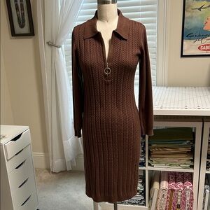 Robbie Bee Chocolate Brown Long Sleeve Dress